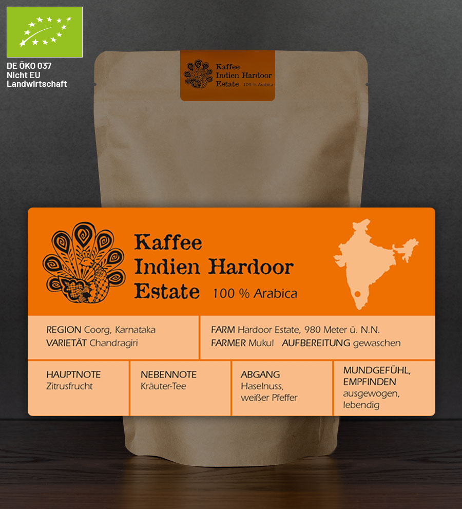 Indien Hardoor Estate Kaffee BIO -gewaschen-