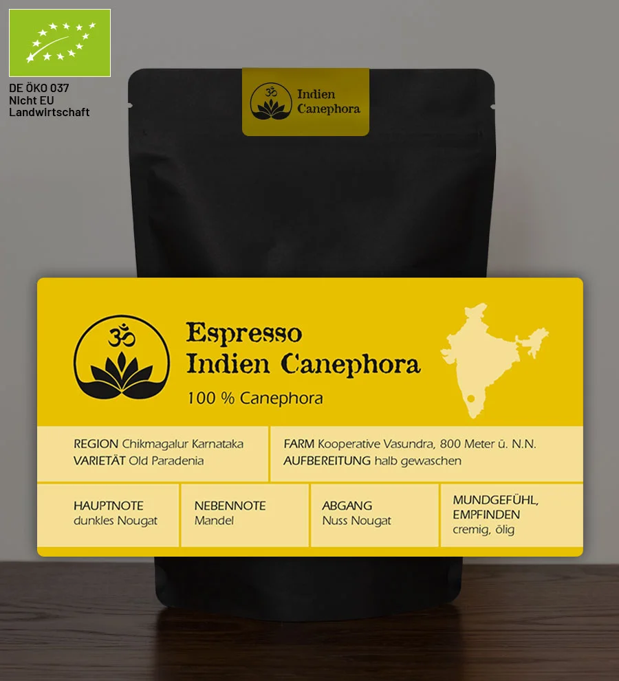 Indien Canephora Espresso Bio -halb gewaschen-
