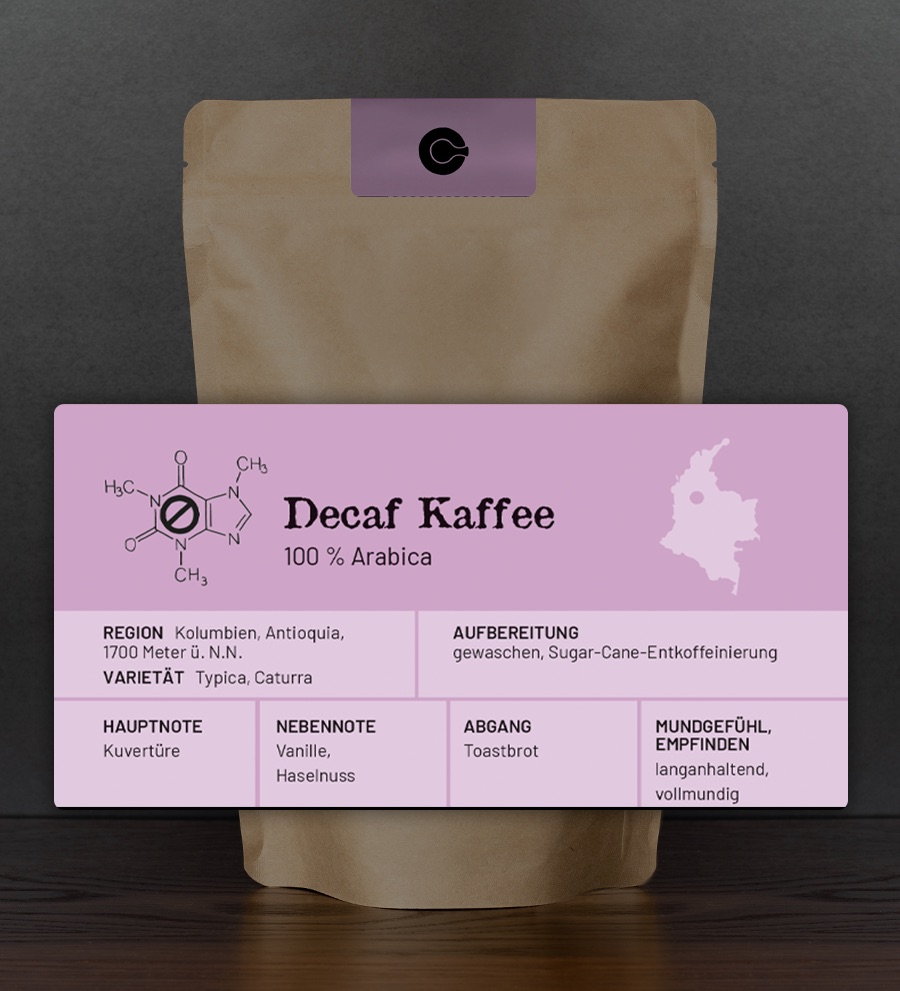 Decaf Kaffee Sugar Cane -entkoffeiniert-