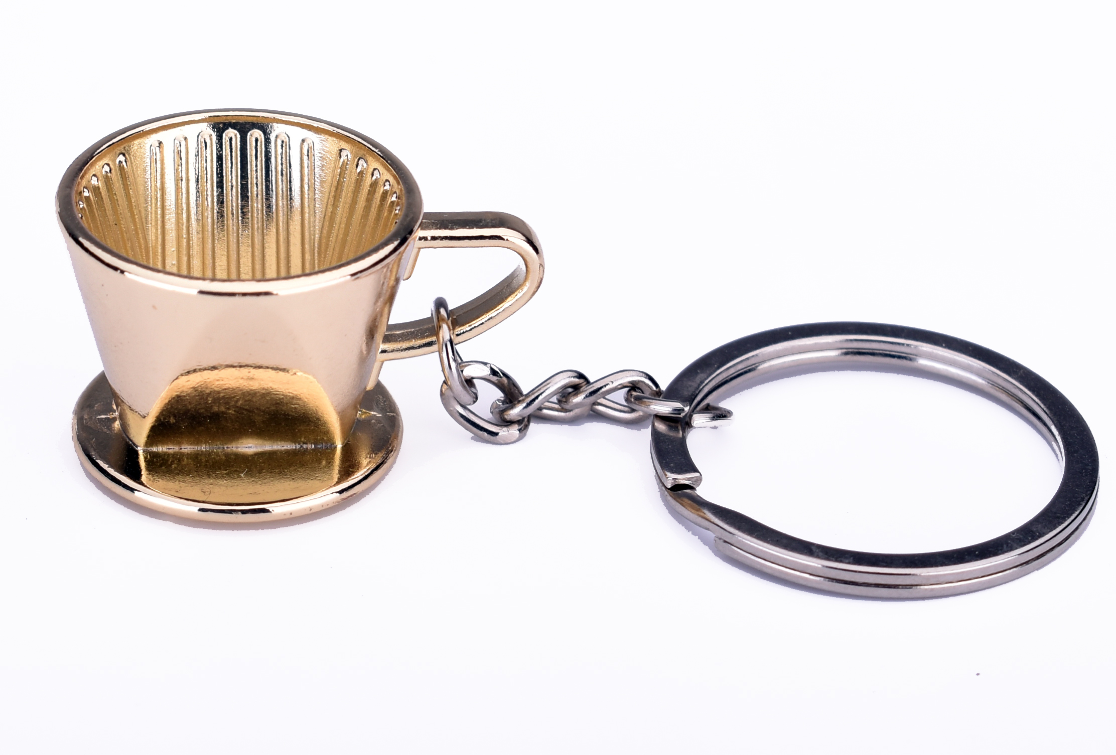 Schlüsselanhänger Kaffeefilter goldfarbig