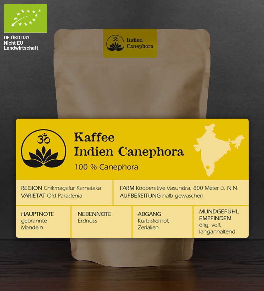 Indien Canephora Kaffee BIO -halb gewaschen-