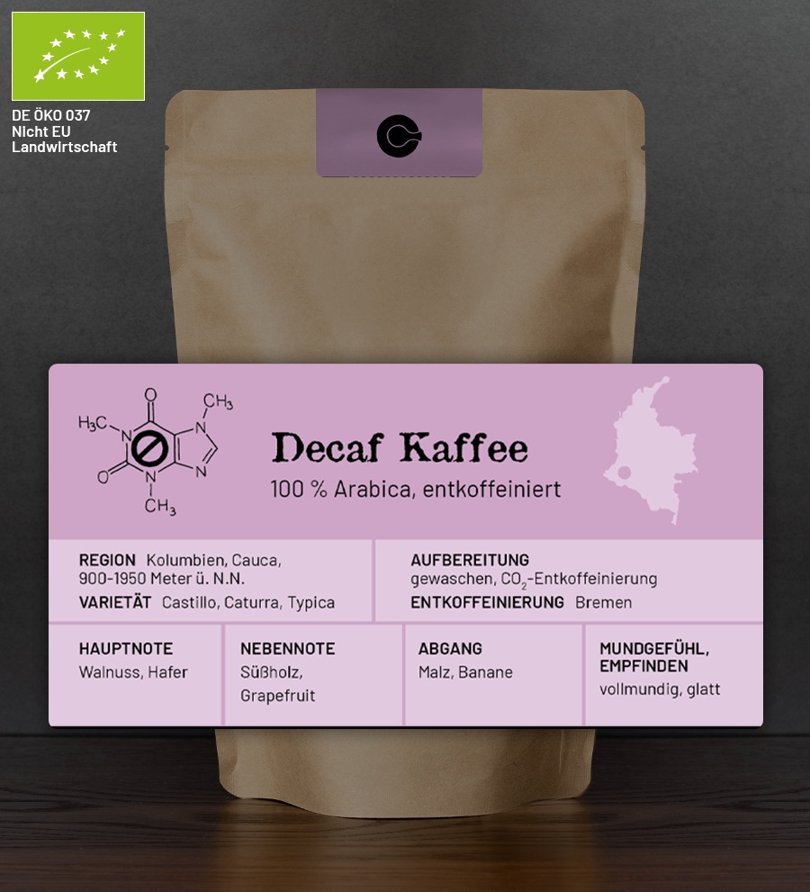 Decaf Kolumbien Kaffee BIO -entkoffeiniert-