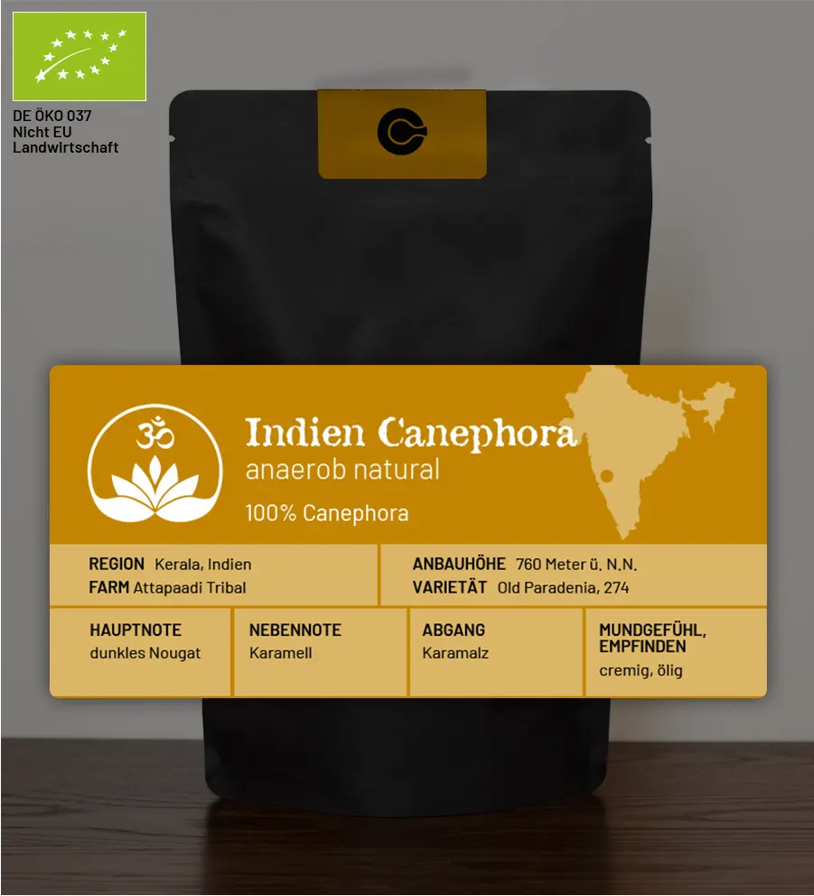 Indien Canephora Espresso BIO -anaerob natural-
